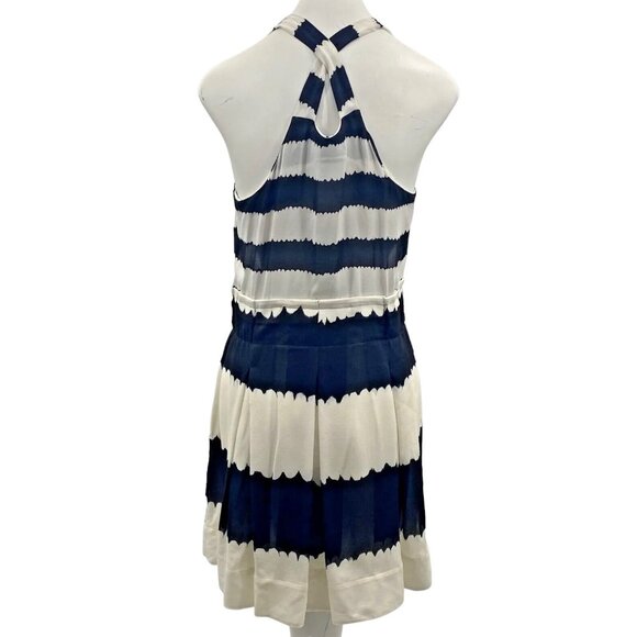 A.L.C. Size S Bexley Streaky Stripe Button Down Dress Silk Mini White Black $498 - Picture 4 of 10